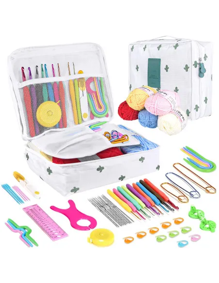 Set de Croșetat Qianyou – 21 Cârlige, Kit pentru Începători cu Geantă Portabilă