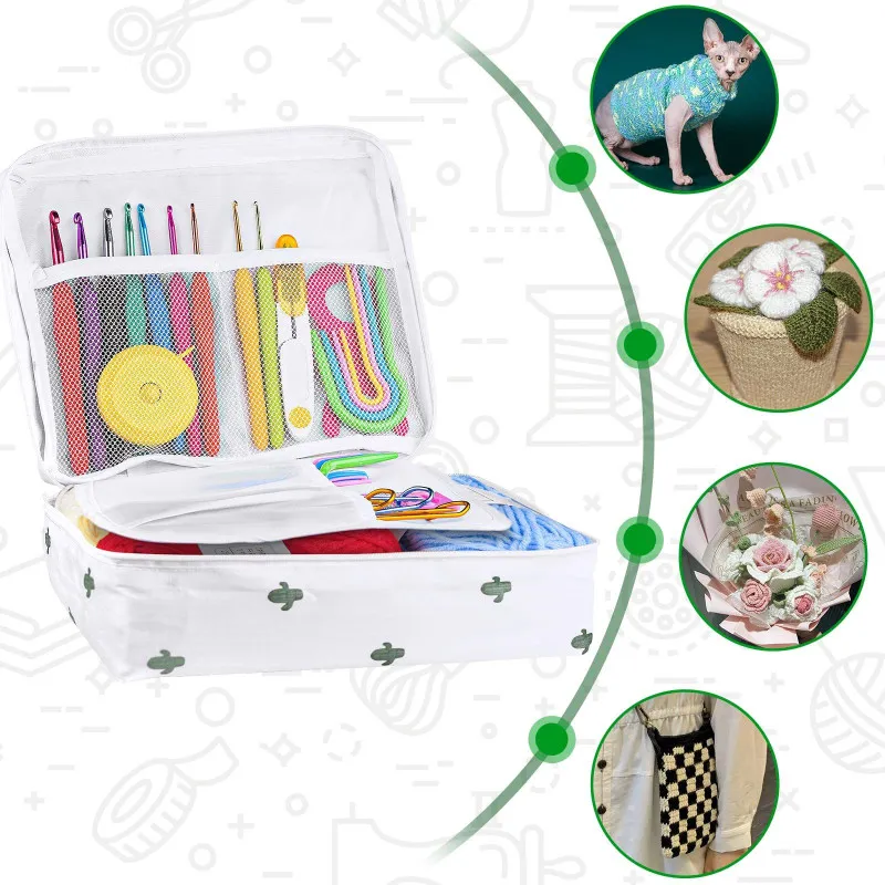 Set de Croșetat cu 77 piese, 21 piese, Kit pentru Începători cu Geantă Portabilă