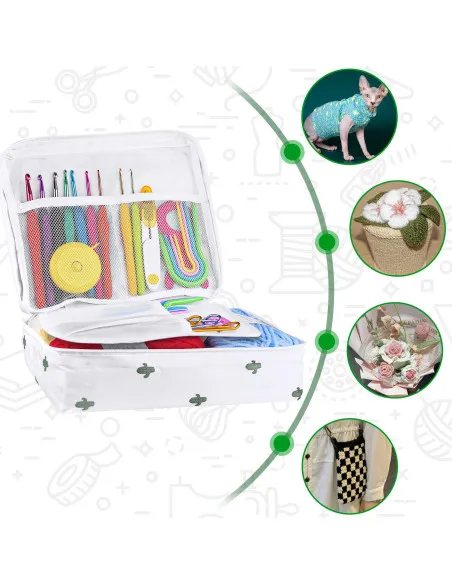 Set de Croșetat cu 77 piese, 21 piese, Kit pentru Începători cu Geantă Portabilă