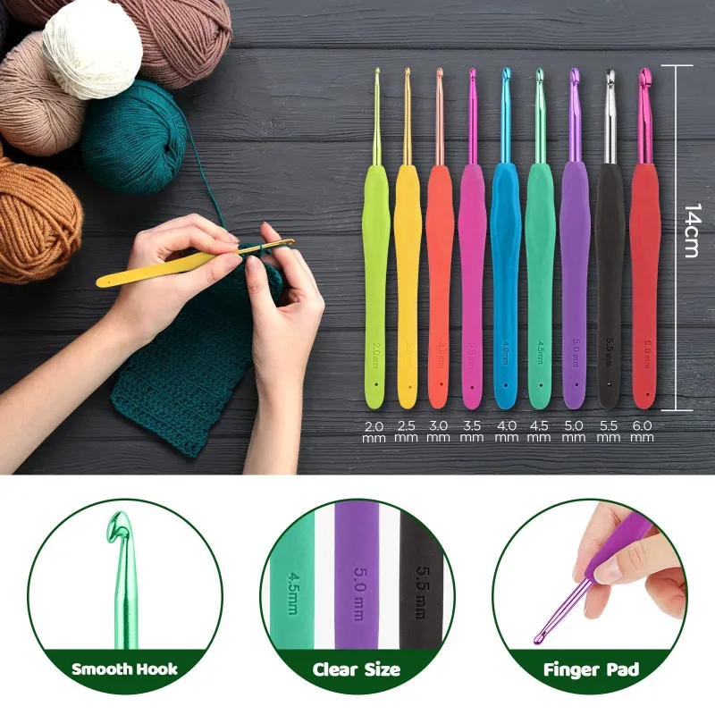 Set de Croșetat cu 77 piese, 21 piese, Kit pentru Începători cu Geantă Portabilă