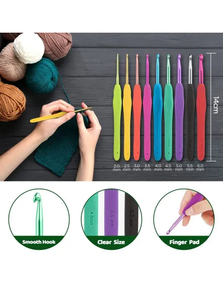 Set de Croșetat cu 77 piese, 21 piese, Kit pentru Începători cu Geantă Portabilă