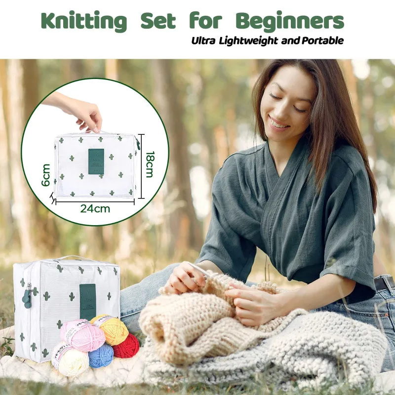Set de Croșetat cu 77 piese, 21 piese, Kit pentru Începători cu Geantă Portabilă
