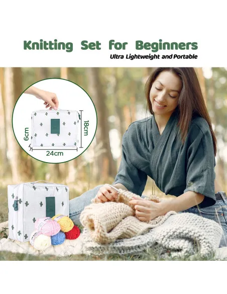 Set de Croșetat cu 77 piese, 21 piese, Kit pentru Începători cu Geantă Portabilă
