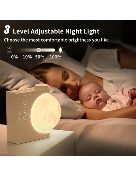 Ceas desteptator cu simulare a rasaritului, 2 alarme, 8 culori de atmosfera, 3 niveluri de luminozitate, lampa de noapte