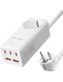 Prelungitor Electric cu Porturi USB-A și USB-C, Încărcare Rapidă, Cablu 1,5m, Alb