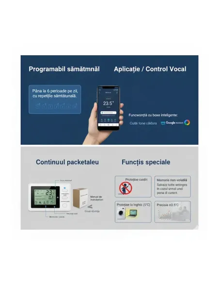 [RESIGILAT] Termostat Inteligent Wi-Fi BEOK ,pentru Incalzire in Pardoseala si Centrale – Compatibil Alexa,Tuya