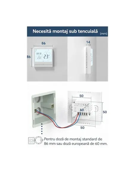 [RESIGILAT] Termostat Inteligent Wi-Fi BEOK ,pentru Incalzire in Pardoseala si Centrale – Compatibil Alexa,Tuya