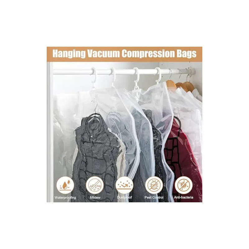 Saci Vacuum pentru Haine cu Pompă de Mână Rylae – Set 4 Bucăți Suspendabili 67 x 90 cm, Reutilizabili