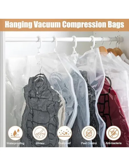 Saci Vacuum pentru Haine cu Pompă de Mână Rylae – Set 4 Bucăți Suspendabili 67 x 90 cm, Reutilizabili