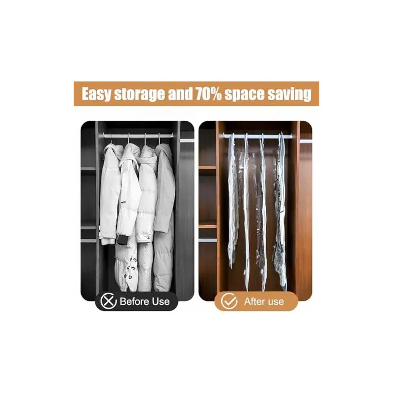 Saci Vacuum pentru Haine cu Pompă de Mână Rylae – Set 4 Bucăți Suspendabili 67 x 90 cm, Reutilizabili