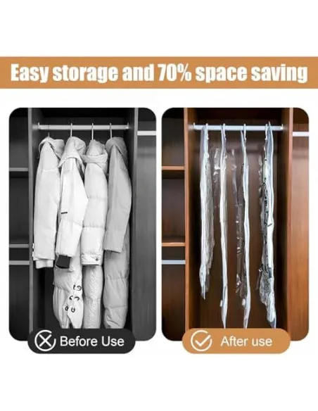 Saci Vacuum pentru Haine cu Pompă de Mână Rylae – Set 4 Bucăți Suspendabili 67 x 90 cm, Reutilizabili