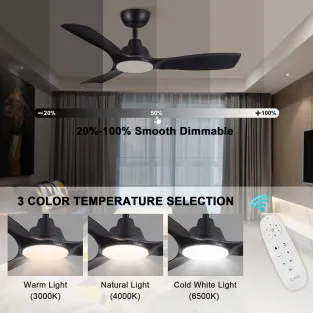 Ventilator de Tavan CJOY cu Lumină și Telecomandă, 3 Palete din Lemn – Ø107cm 2