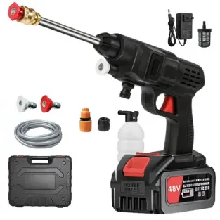 Pistol de spalat cu presiune, 8L/min, cu acumulator de 48Vf, trusa plastic