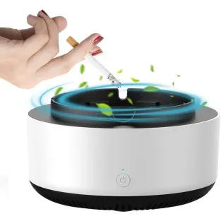 Set 2x Scrumiera cu aspiratie a fumului, alimentare baterii AA