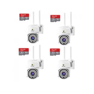 Set 4 Camere IP 360° WiFi JT-8161QJ cu 4 Carduri 32GB | Live & Noapte
