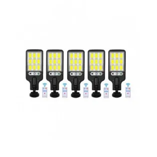 Set 5 x Lampi Solare de Perete cu 72 LED-uri COB, 50W, 3 Moduri de Functionare, Telecomanda, Senzor de Miscare si Lumina