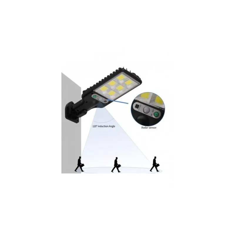 Set 5 x Lampi Solare de Perete cu 72 LED-uri COB, 50W, 3 Moduri de Functionare, Telecomanda, Senzor de Miscare si Lumina