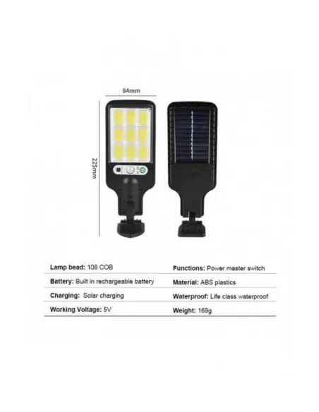 Set 5 x Lampi Solare de Perete cu 72 LED-uri COB, 50W, 3 Moduri de Functionare, Telecomanda, Senzor de Miscare si Lumina