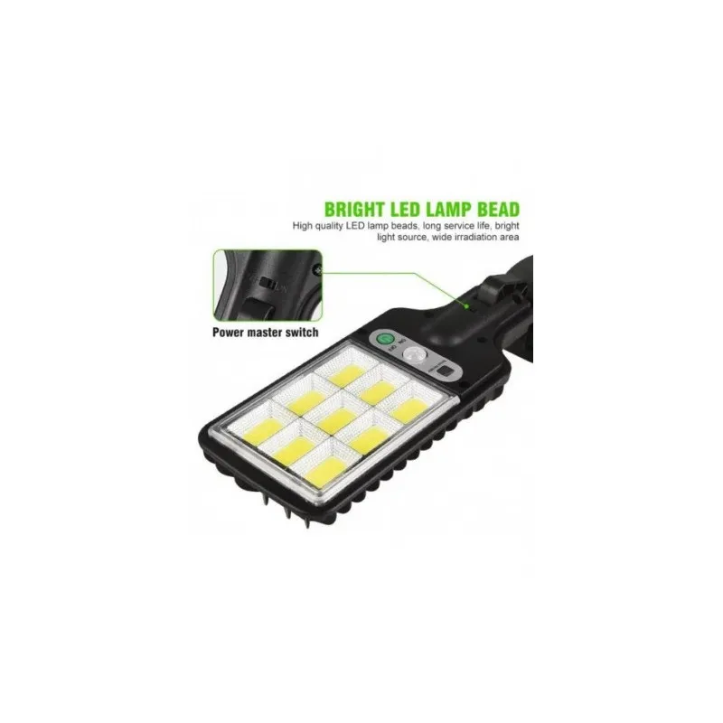 Set 5 x Lampi Solare de Perete cu 72 LED-uri COB, 50W, 3 Moduri de Functionare, Telecomanda, Senzor de Miscare si Lumina