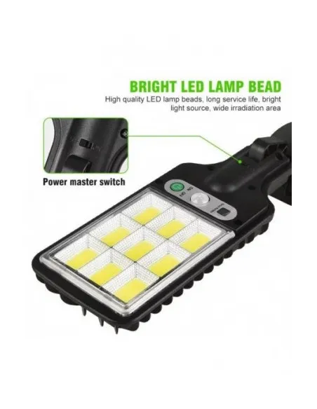 Set 5 x Lampi Solare de Perete cu 72 LED-uri COB, 50W, 3 Moduri de Functionare, Telecomanda, Senzor de Miscare si Lumina