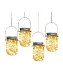 Lampa solara cu 10 LED-uri tip borcan 13.5 x 8 x 7.5 cm Alb Cald