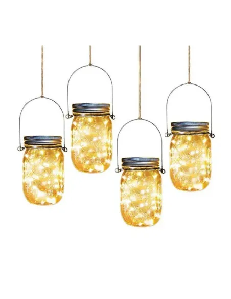 Lampa solara cu 10 LED-uri tip borcan 13.5 x 8 x 7.5 cm Alb Cald