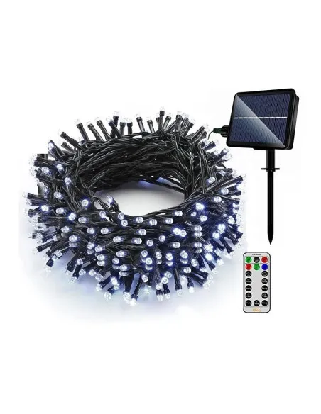 Instalatie solara decorativa, 300 LED-uri, alb rece, 33 m, telecomanda, panou solar mare2024