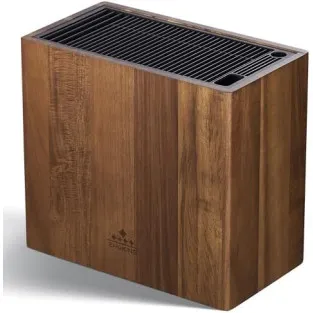 ENOKING Suport Universal pentru Cuțite din Lemn de Salcâm, cu Capac din Plastic, până la 24 Cuțite