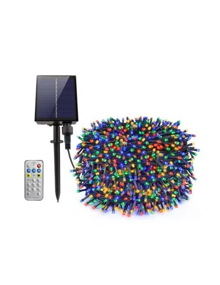 Instalatie 1000 LED cu panou solar mare, 100 M, pentru exterior, model 2024