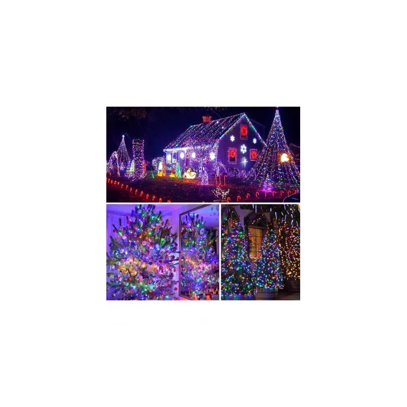 Instalatie 1000 LED cu panou solar mare, 100 M, pentru exterior, model 2024