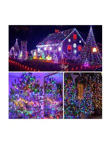 Instalatie 1000 LED cu panou solar mare, 100 M, pentru exterior, model 2024