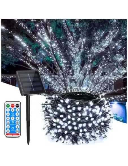 Instalație solară 500 LED – 50m Alb Rece , panou mare, controler, alimentare solară + USB