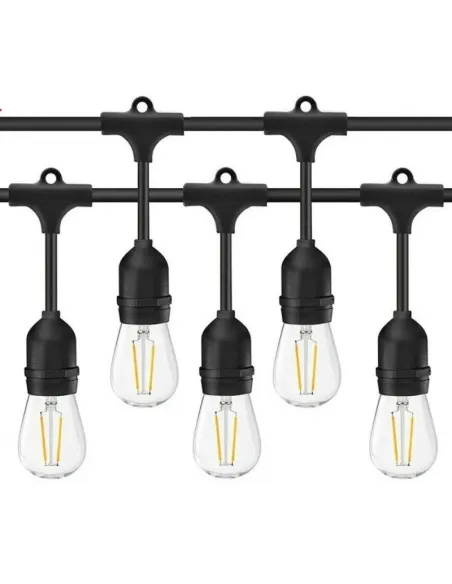 Ghirlanda Luminoasa, 10 Metri cu 20 Becuri, interconectabila, 2 filamente pe bec, 220V, alb cald