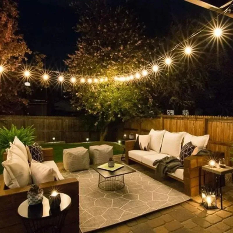 Ghirlanda Luminoasa, 10 Metri cu 20 Becuri, interconectabila, 2 filamente pe bec, 220V, alb cald