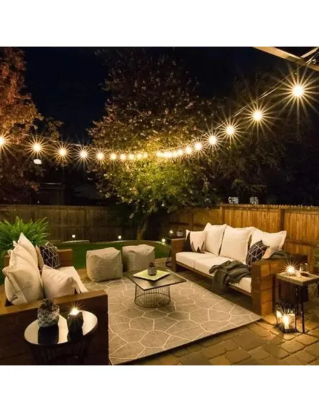 Ghirlanda Luminoasa, 10 Metri cu 20 Becuri, interconectabila, 2 filamente pe bec, 220V, alb cald