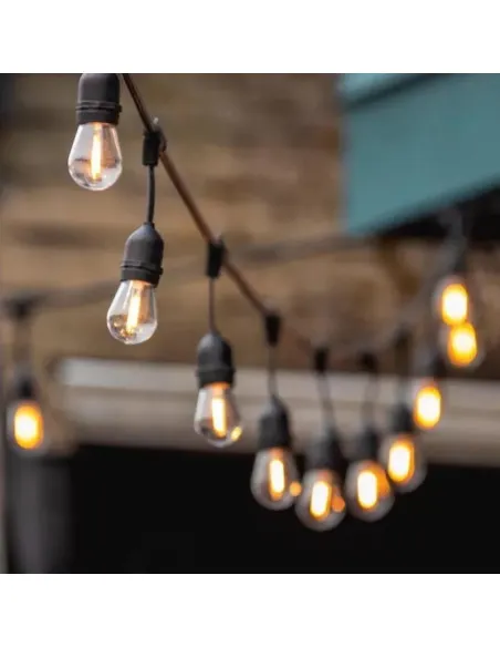 Ghirlanda Luminoasa, 10 Metri cu 20 Becuri, interconectabila, 2 filamente pe bec, 220V, alb cald