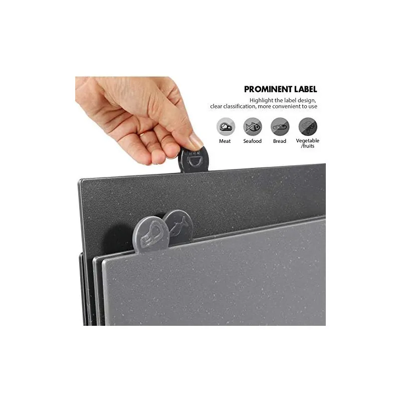 MASTERTOP Set 4 Tocătoare din Plastic pentru Bucătărie cu Suport Organizator și Rack de Scurgere, Fără BPA, Antiderapante, Lavab