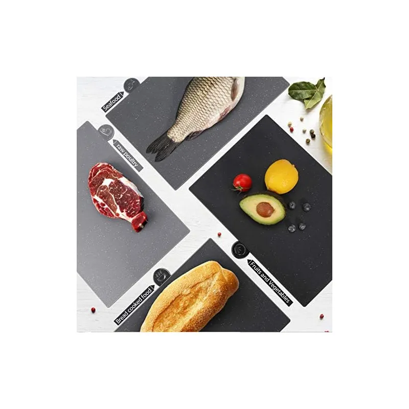 MASTERTOP Set 4 Tocătoare din Plastic pentru Bucătărie cu Suport Organizator și Rack de Scurgere, Fără BPA, Antiderapante, Lavab