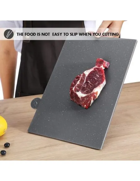 MASTERTOP Set 4 Tocătoare din Plastic pentru Bucătărie cu Suport Organizator și Rack de Scurgere, Fără BPA, Antiderapante, Lavab