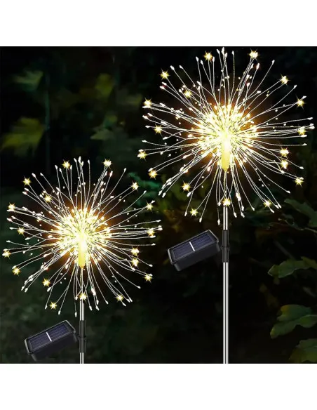 Set 2 x Lampa Solara Artificii cu Suport Metalic