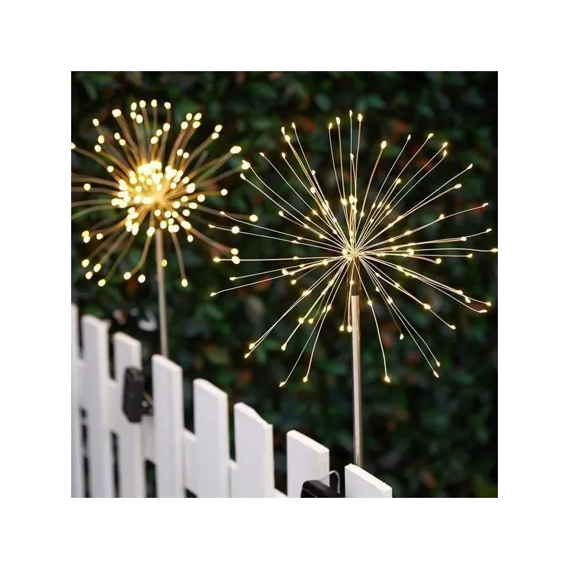 Set 2 x Lampa Solara Artificii cu Suport Metalic