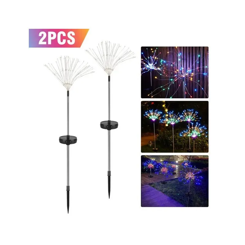 Set 2 x Lampa Solara Artificii cu Suport Metalic
