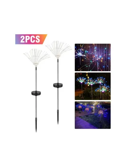 Set 2 x Lampa Solara Artificii cu Suport Metalic
