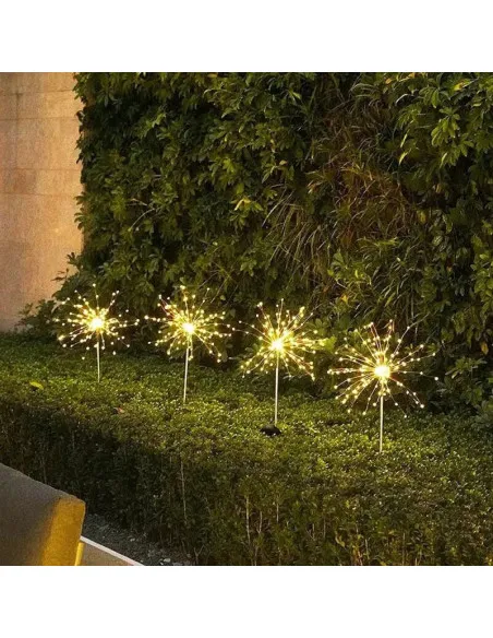Set 2 x Lampa Solara Artificii cu Suport Metalic