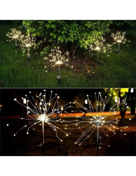 Set 2 x Lampa Solara Artificii cu Suport Metalic