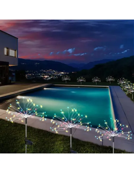 Set 2 x Lampa Solara Artificii cu Suport Metalic