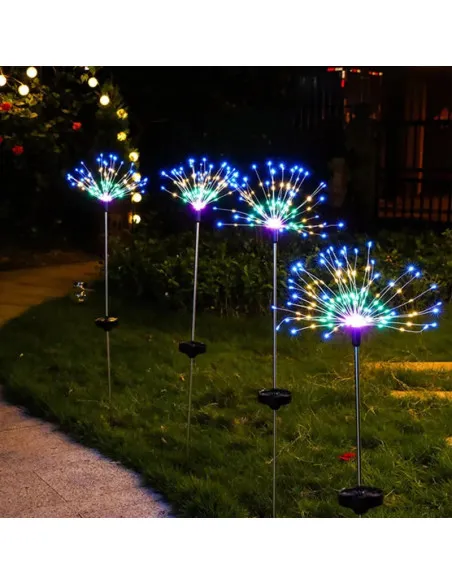 Set 2 x Lampa Solara Artificii cu Suport Metalic
