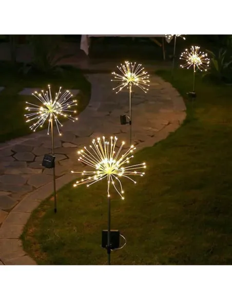 Set 2 x Lampa Solara Artificii cu Suport Metalic