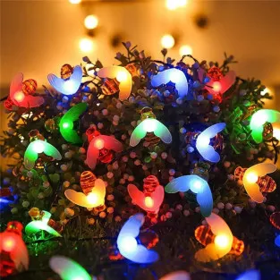 Instalatie solara albinute, 50 led-uri, multicolor, senzor de lumina 2