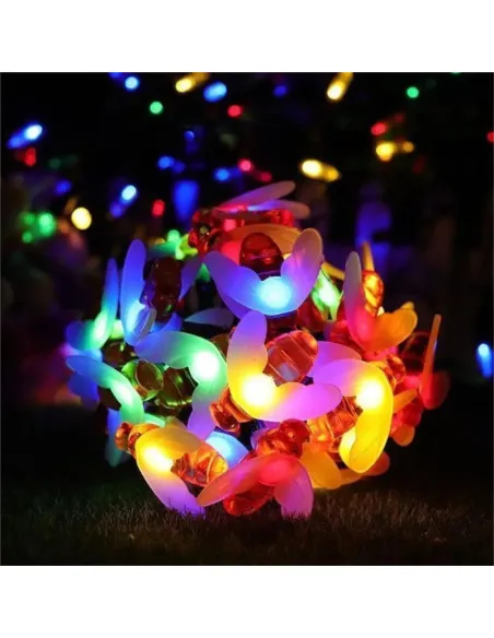 Instalatie solara albinute, 50 led-uri, multicolor, senzor de lumina